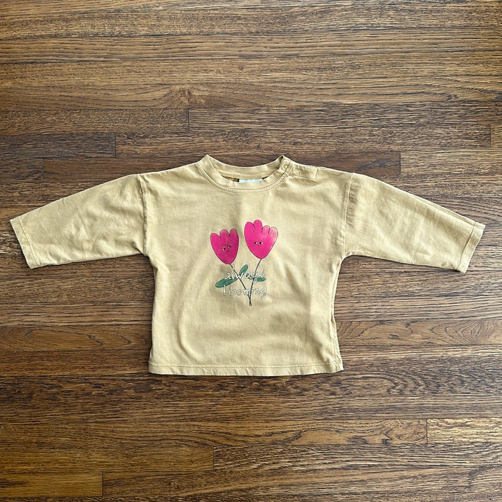 Girls The Campamento Tan Long Sleeve Cotton Graphic Tee Shirt